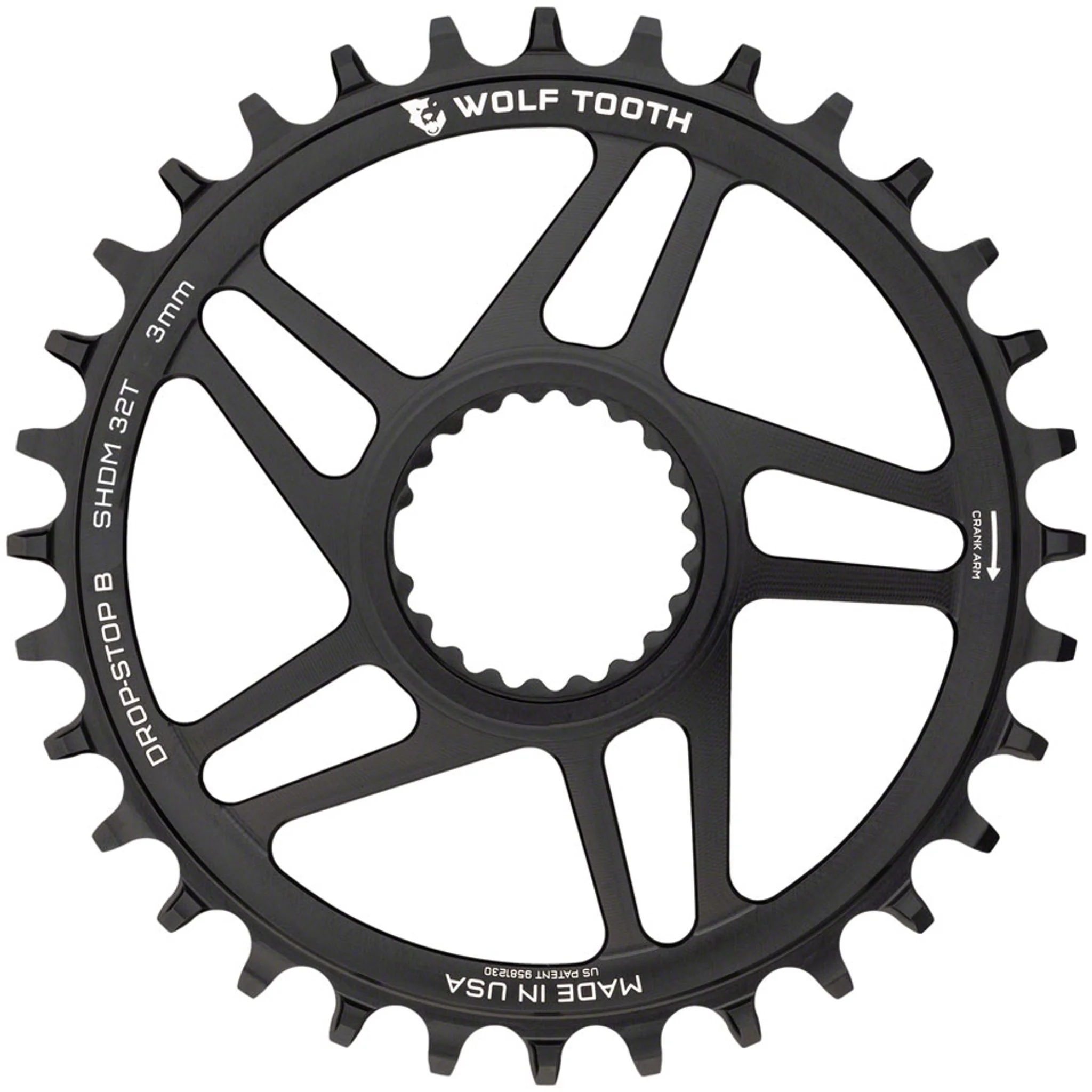 Direct Mount Chainring - 32t, Shimano Direct Mount, Drop Stop B, Boost, 3mm Offset, Black