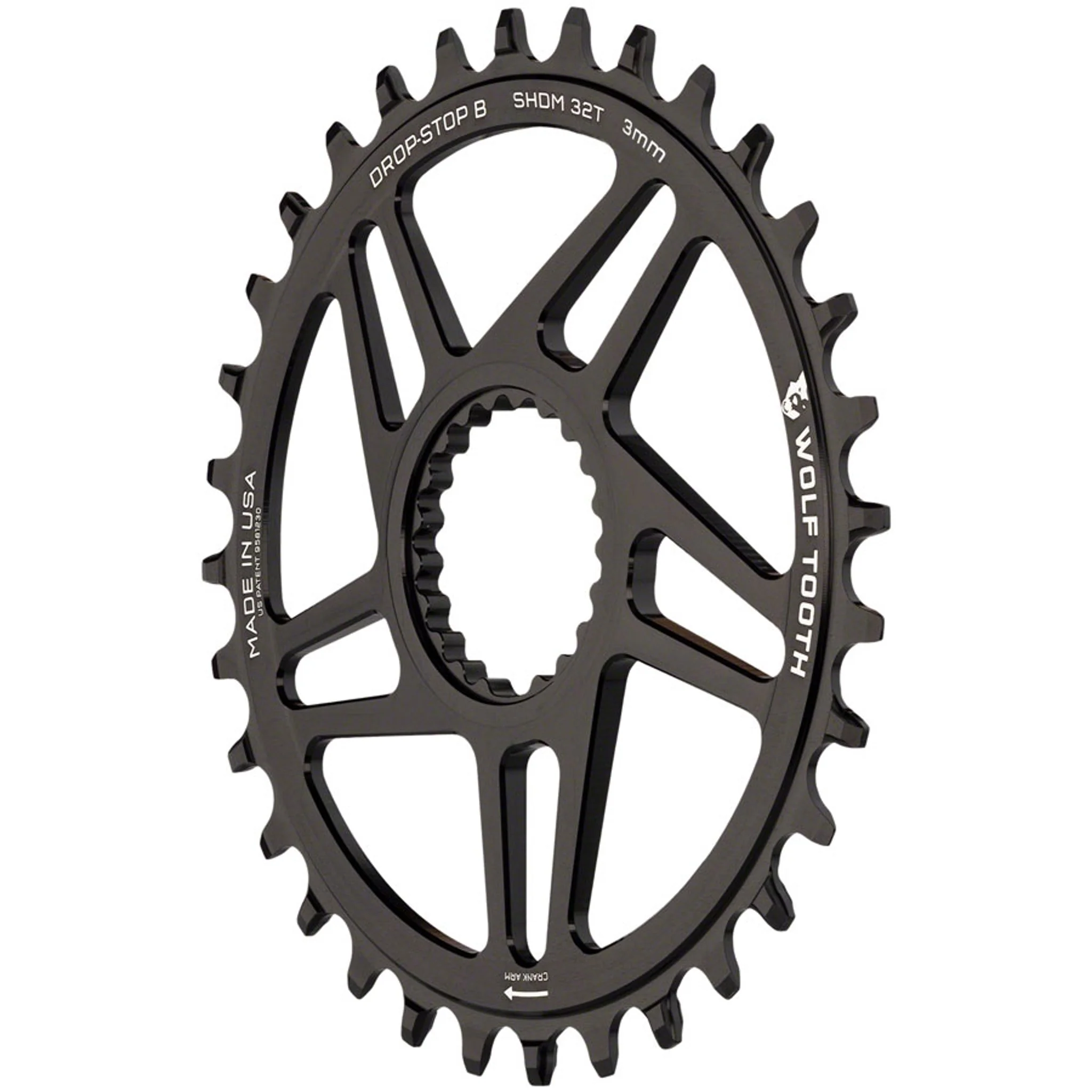 Direct Mount Chainring - 32t, Shimano Direct Mount, Drop Stop B, Boost, 3mm Offset, Black - Image 2