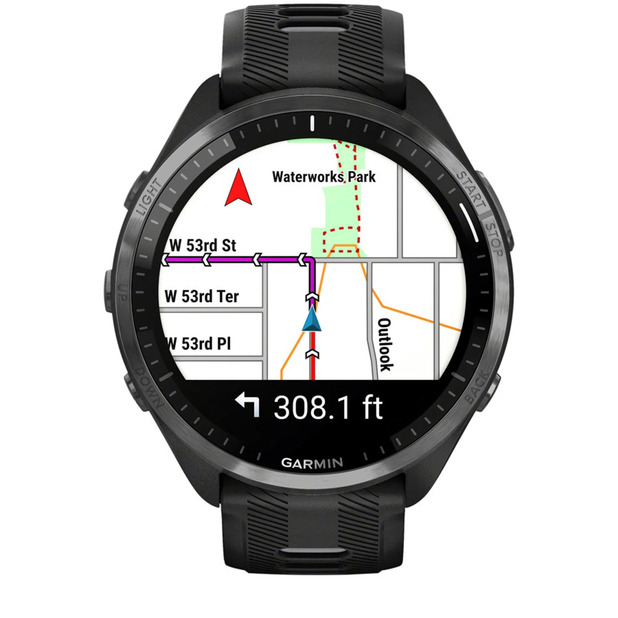 Forerunner 965 GPS Smartwatch - 47mm, Carbon Gray DLC Titanium Bezel, Black Case and Black/Powder Gray Silicone Band - Image 4