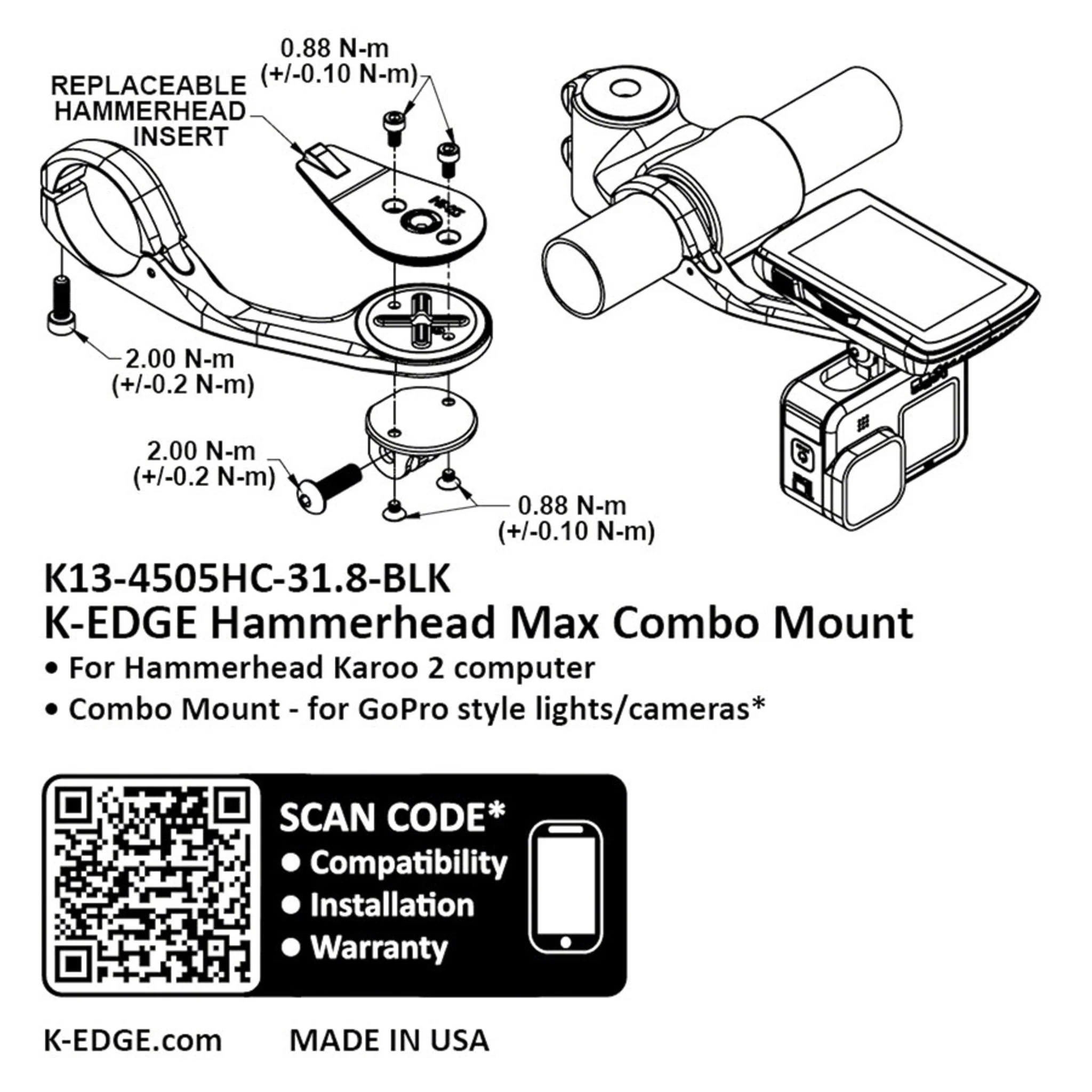 Hammerhead MAX XL Combo Mount - 31.8mm, Black Anodize - Image 3