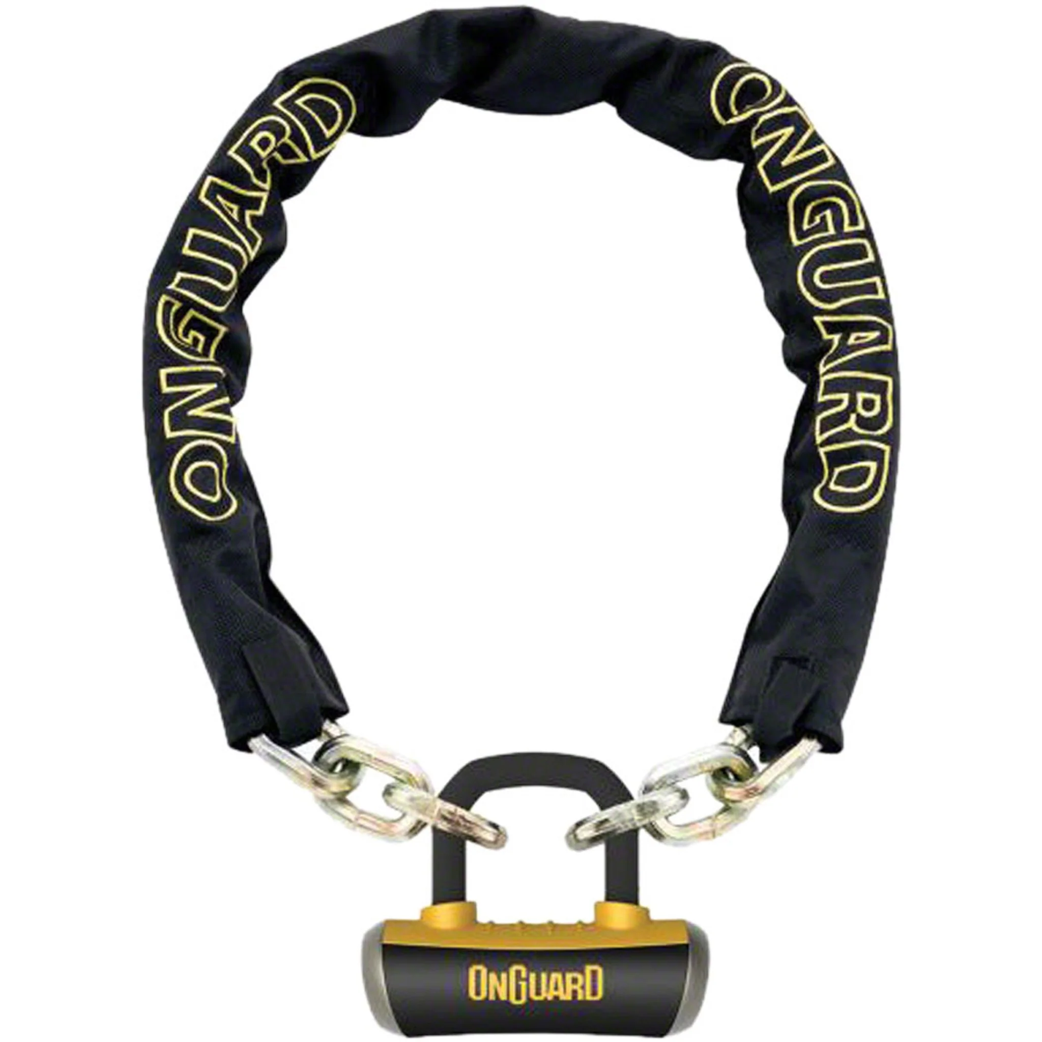 Mastiff Chain Lock with Keys: 3.7' x 10mm, Black/Yellow