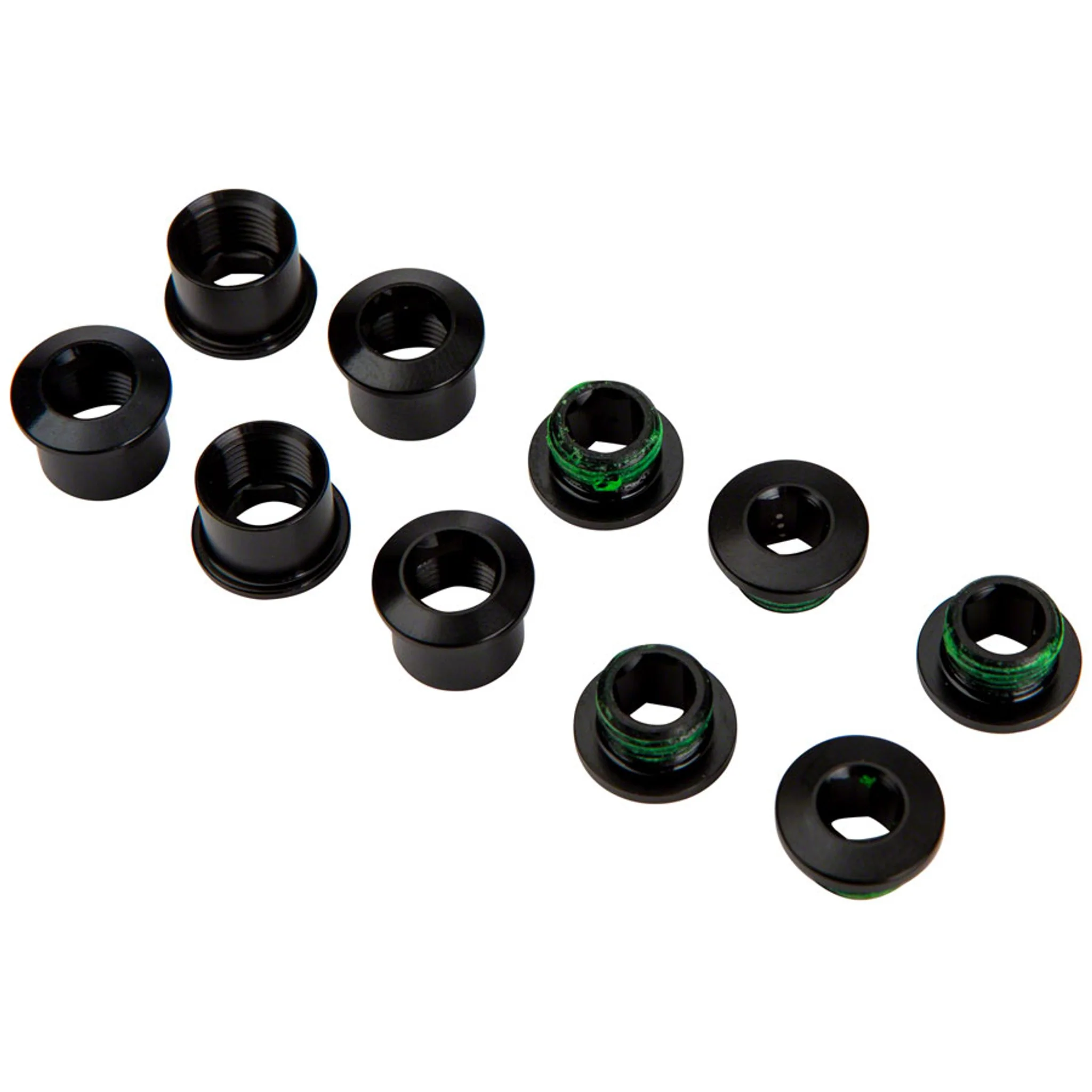 Road Double Chainring Aluminum Boltset 10 pieces, Black, also fits SRAM Omnium Cranks